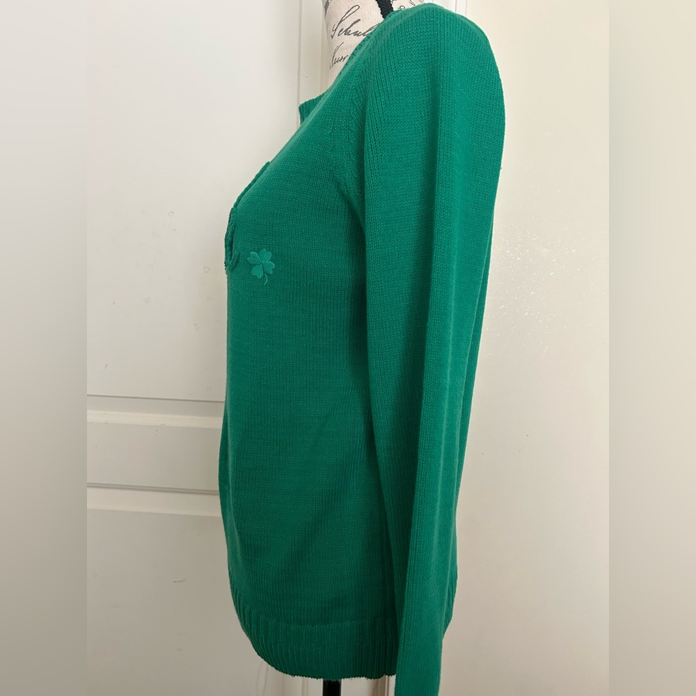 LOFT Green 'Luck' Embroidered Sweater - Picture 2 of 3